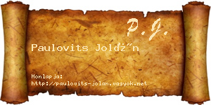 Paulovits Jolán névjegykártya
