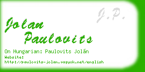 jolan paulovits business card