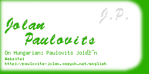 jolan paulovits business card